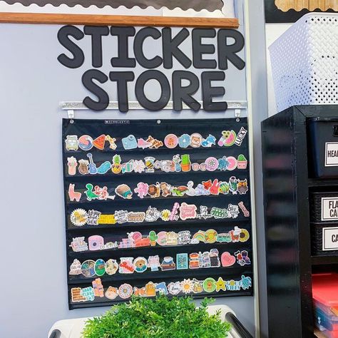 Edu Choice Awards (@educhoiceawards) posted on Instagram: “Drop a ♥️ for this AWESOME #stickerstore from @misswestbest❗️ ••• #iteachupperelementary #iteachmiddleschoolers #iteach345…” • Sep 7, 2021 at 7:35pm UTC Upper Elementary Classroom Setup, Upper Elementary Classroom Decor, Speech Classroom Decor, Reading Intervention Classroom, Classroom Setup Elementary, Intervention Classroom, Instagram Sticker, School Speech Therapy, Classroom Makeover