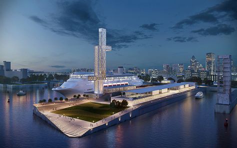 the renovation project creates a host of public spaces along the city's waterfront, better integrating the site within the surrounding urban fabric. Canada Cruise, Floating Architecture, Urban Design Concept, Old Montreal, Old Port, Urban Fabric, Of Montreal, Cruise Port, Shore Excursions