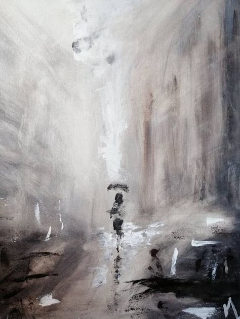 Person In The Rain Drawing, Abstract Meaningful Art, Art Representing Loneliness, Paintings About Loneliness, Woman Paintings Abstract, Deep Painting Feelings, Deep Emotional Paintings, Lonely Paintings, Dark Acrylic Painting