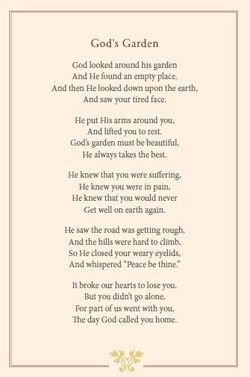 Modern funeral Poems Grandma Birthday Quotes, Grandma Poem, Garden Poems, Family Quotes Tattoos, Mom Birthday Quotes, Dad In Heaven, Grandma Quotes, Sympathy Quotes, Heaven Quotes