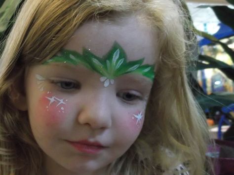 . Forest Fairy Face Paint, Woodland Fairy Face Paint, Tinker Bell Face Paint, Fairy Face Painting Ideas, Tinkerbell Face Paint, Leaf Face Paint, Fairy Face Paint Easy, Nature Face Painting, Kids Face Paint Ideas