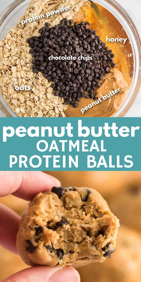 Peanut Butter Oatmeal Protein Balls, Oatmeal Protein Balls, Protein Balls No Bake, Oatmeal Protein, Healthy High Protein Snacks, No Bake Energy, Healthy Protein Snacks, Protein Powder Recipes, Protein Desserts