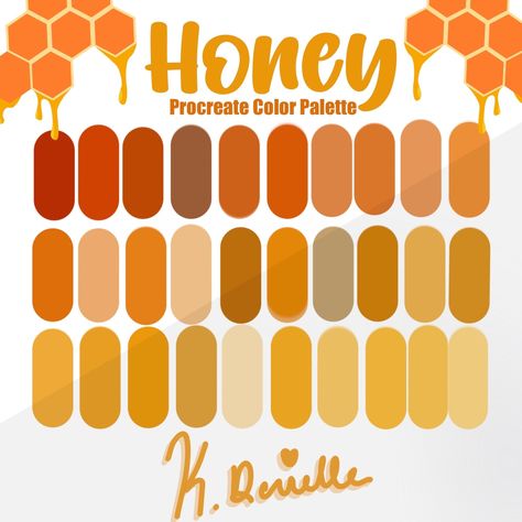 "Honey" is a handpicked color palette made up of my favorite color combinations. The Procreate swatch file with 30 colors is ready for instant download and use in your Procreate app. Each color was carefully selected with care for your amazing designs and projects.  When you purchase, you will be prompted to download a Zip file that contains the procreate palette file. Purchase Includes: * A (.swatches) file compatible with the Procreate App Instructions for use on iPad: * Download on the Etsy website, not the app.  * Find where you saved it, tap on the ZIP file, and tap on the swatches file to automatically save it in Procreate.  ---PLEASE NOTE--- - This color palette ONLY works in the Procreate app for iPad. Please make sure you have the latest version of the Procreate app in order to th Yellow Aesthetic Color Palettes, Color Palettes For Procreate, Color Palette Procreate Free, Interesting Color Palettes, Bee Color Palette, Apple Color Palette, Honey Color Palette, Color Palette With Yellow, Sun Color Palette