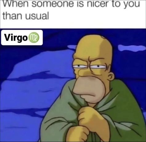 Virgos be like, "What's the catch?" #simpsons #overthinking #virgomemes #earthsign #Virgo #candles #fire #virgozodiac #horoscope #astrology #funny #memes #zodiac #energy #healing Virgo Relatable, Virgo Memes Funny, Funny Virgo Quotes Hilarious, Virgo Jokes, Zodiac Descriptions, Virgo Boyfriend, Virgo Funny, Virgo Pictures, Funny Virgo Quotes