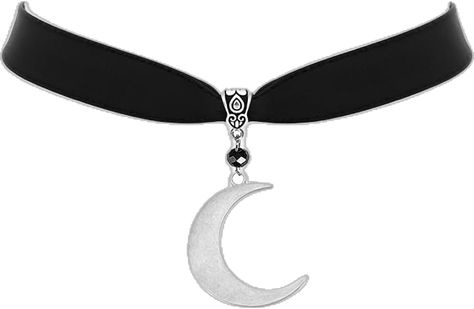 Moon Choker Necklace, Moon Choker, Witch Halloween Costume, Necklace Gothic, Vampire Costume, Crescent Necklace, Witch Jewelry, Witch Costume, Girls Necklaces