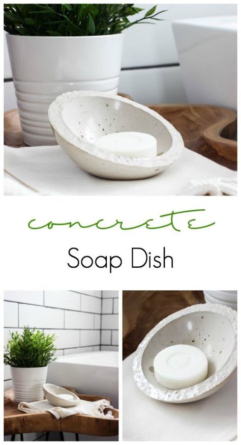 Love this DIY concrete soap dish! Such a quick and easy project for the bathroom. The perfect modern accessory! Diy Soap Dish, Concrete Soap Dish, Cement Home, Diy Dish Soap, Savon Diy, Cement Diy, Concrete Diy Projects, Diy Concrete, Concrete Crafts