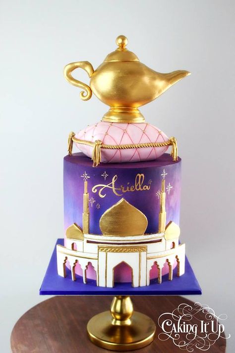 Caking It Up~ Magic Lamp For Conjuring Aladdin Or Equally For Dreaming Of Genie! Jasmine Cake, Aladdin Cake, Aladdin Birthday Party, Aladdin Party, Disney Desserts, Magic Lamp, Cake Name, Caking It Up, Disney Cakes