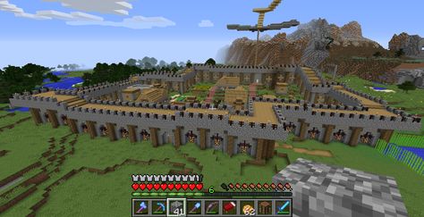 I built a wall around the village I spawned in. - Album on Imgur Minecraft Village Wall, Minecraft Kale, Minecraft Nostalgia, Minecraft P, Minecraft Base, Minecraft Steampunk, Minecraft Village, Minecraft Mansion, Minecraft Farm