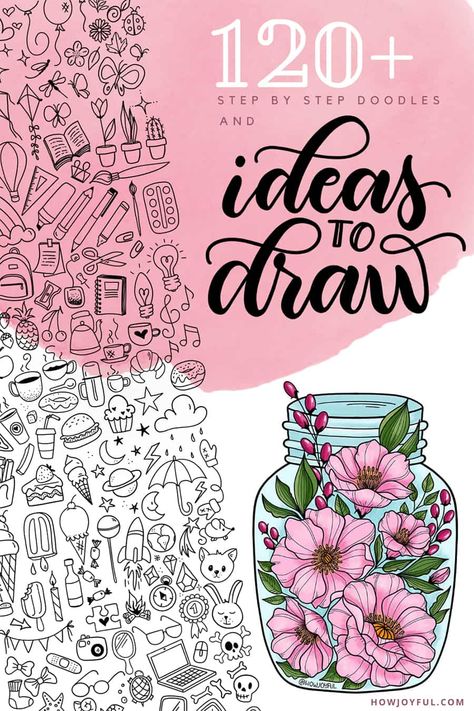 Scrapbook Ideas Doodles, Doodle Art Journals Ideas, Fun Drawings Creative, Flower Ideas Drawing, Sketch Journal Ideas, Bullet Journal Drawing Ideas, Sketchbook Beginner, Journaling Drawings, Easy Drawings Ideas