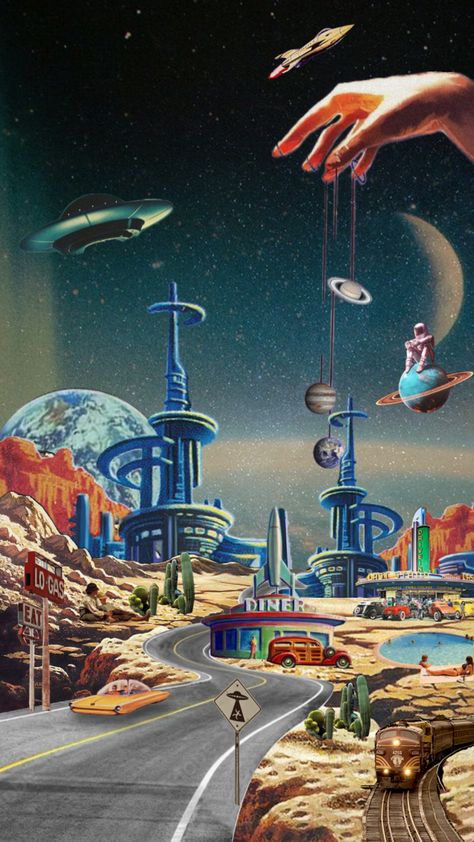 #retrospace #retro #vintage #futurism #surreal #surrealism #wallpaper #space #spacebackground #spacewallpaper #vintagewallpaper Surrealism Wallpaper, Vintage Space Art, Vintage Futurism, Futurism Art, Arte Steampunk, 70s Sci Fi Art, Architecture Wallpaper, Surreal Collage, Surreal Photos