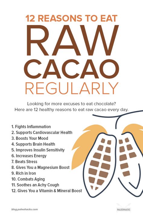 Is there anything chocolate can’t do? There’s no doubting that chocolate is delicious. However, this superfood holds powerful benefits and can be made part of a healthy diet. The trick is to skip the sugar-laden chocolate bars and opt for raw cacao instead, which is filled with some pretty impressive health benefits. Read the full article here: https://paleo.co/cacaobenefits Cacao Benefits, Ginger Benefits, Natural Antibiotics, Raw Cacao, Cardiovascular Health, Eating Raw, Daily Diet, Brain Health, How To Increase Energy