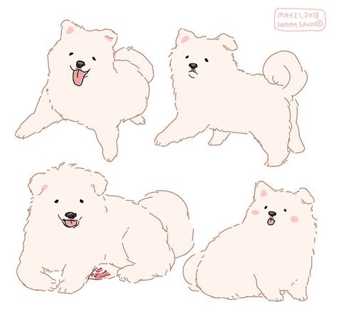 sammy savos on Instagram: “two of three commissions for @andywaffles ! #samoyed #samoyeds #puppy #puppies #dog #dogs #commission #commissions #art” Sammy Savos, Chibi Dog, Anime Puppy, Dog Design Art, Cute Dog Drawing, Puppy Pose, Samoyed Puppy, Puppy Drawing, Custom Pet Art