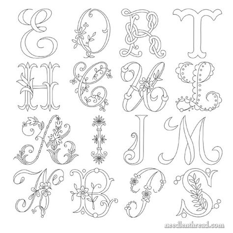 Favorite Monograms for Hand Embroidery and Other Crafts Hand Embroidery Letters, Monogramm Alphabet, Embroidery Alphabet, Embroidery Letters, Hand Embroidery Projects, Monogram Alphabet, Embroidery Monogram, Pola Sulam, Embroidered Monogram