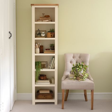 Bookcase Design Ideas, Tall Narrow Bookcase, Cotswold Company, Narrow Bookshelf, Slim Bookcase, Tall Shelves, Large Bookcase, Small Bookcase, Bookcase Styling