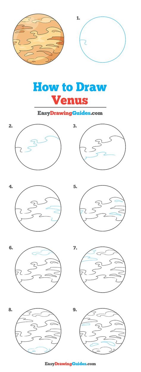 How To Draw A Planet With Rings, How To Draw Planets, Jupiter Drawing Planet, How To Draw Venus Planet, Venus Drawing Planet, Venus Planet Art, Venus Drawing, Venus Cartoon Planet, Planets Drawing