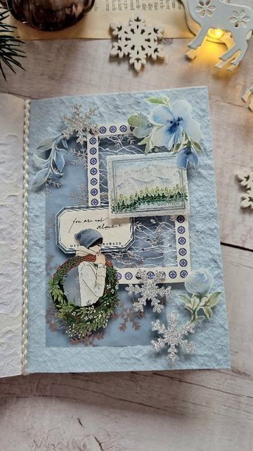 Aesthetic Journal Scrapbook, Christmas Craft Aesthetic, Winter Journal Ideas, Journal Book Design, Aesthetic Winter Christmas, 2022 Journal, Winter Journal, Sticker Journaling, Instagram Journal