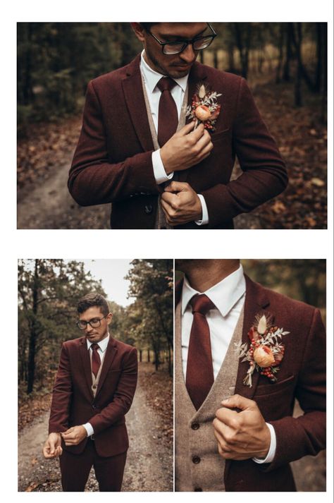 Vintage Wedding Hairpiece, Wedding Suits Men Fall, Mens Suits Fall Wedding, Groom Style 2023, Mens Wedding Attire Fall, Men Fall Wedding Attire, Autumn Wedding Mens Suits, Fall Color Suits Men, Fall Wedding Colors Mens Suit