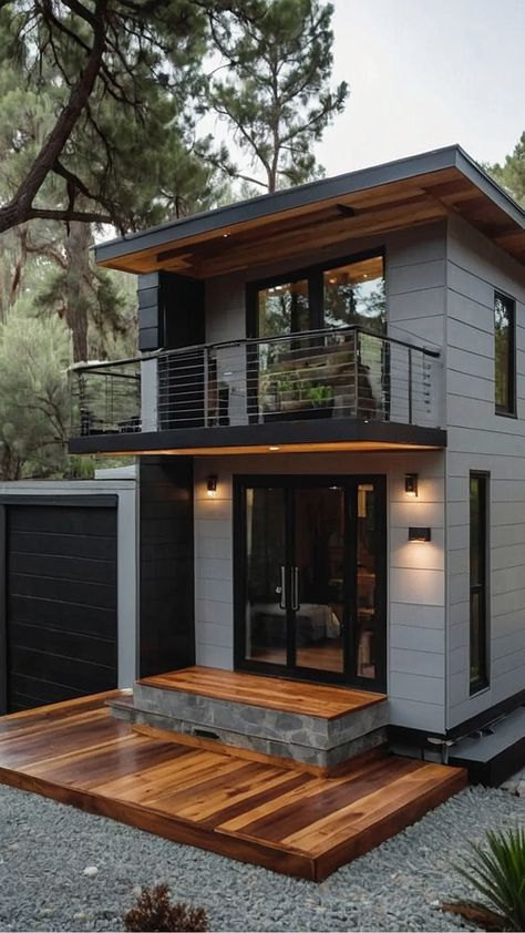 Tiny Marvels: Unveiling 15 Exceptional Tiny House Designs - Cheerful Talks Tiny Home Exteriors Modern, Unique Tiny House Ideas, Architecture Tiny House, Extensions House Ideas, Unique Home Design Architecture, Airbnb Tiny House Ideas, Modern Tiny House Design Floor Plans, Tiny Home Exterior Ideas, Modern Tiny House Exterior