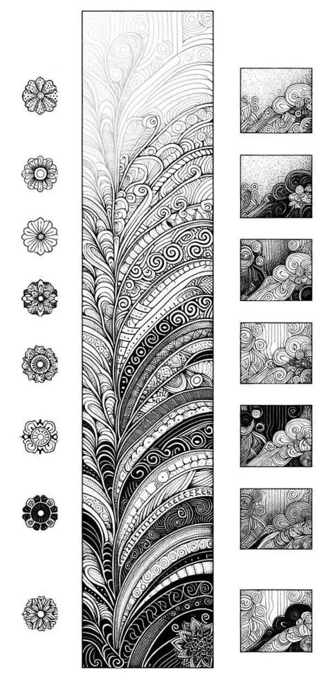 Mandalas, Unique Zentangle Drawings Easy, Zantangle Art Artwork Easy, Easy Zentangle Art For Beginners, Botanical Zentangle Patterns, Tangling Art Patterns, Different Patterns To Draw, Zen Tangle Patterns Easy, Doodle Drawings Zentangle Patterns