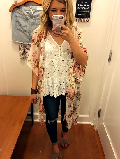 #ShopStyle #shopthelook #SpringStyle #SummerStyle #MyShopStyle Spring Jeans, Kimono Outfit, Summer Kimono, Clothing Trends, Stylish Outfit, Summer Clothing, Fashion 2018, Kimonos, Spring Summer Fashion