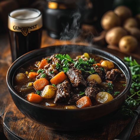 Dinner By Recipes Vibrant Guineas Beef Stew Crock Pot, Crockpot Guiness Stew, Guiness Stew Recipes, Guiness Stew, Rich Beef Stew, Irish Stew Recipe, Crockpot Chicken And Gravy, Paella Recipe Seafood, Guinness Stew