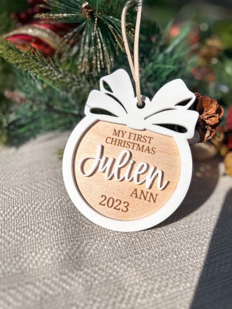 First Christmas Wood Ornament, 2023 Ornaments, 2024 Ornaments, Acrylic First Christmas Ornament, Cricut Baby First Christmas Ornament, Laser Christmas, My First Christmas Ornament, Laser Crafts, 1st Christmas Ornament