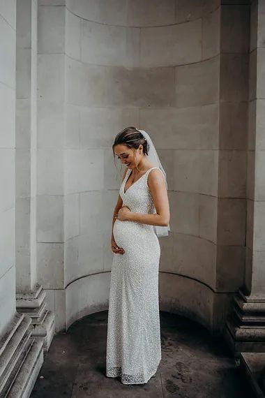 Pregnant Bride in Stunning ASOS Dress - Rock My Wedding Fitted Maternity Wedding Dress, Backless Maternity Wedding Dress, Courthouse Wedding Dress Maternity, Maternity Elopement Dress, 5 Months Pregnant Wedding Dress, Wedding Dresses Maternity, Bump Friendly Wedding Dress, Wedding Pregnant Dress, Maternity Wedding Dress Summer