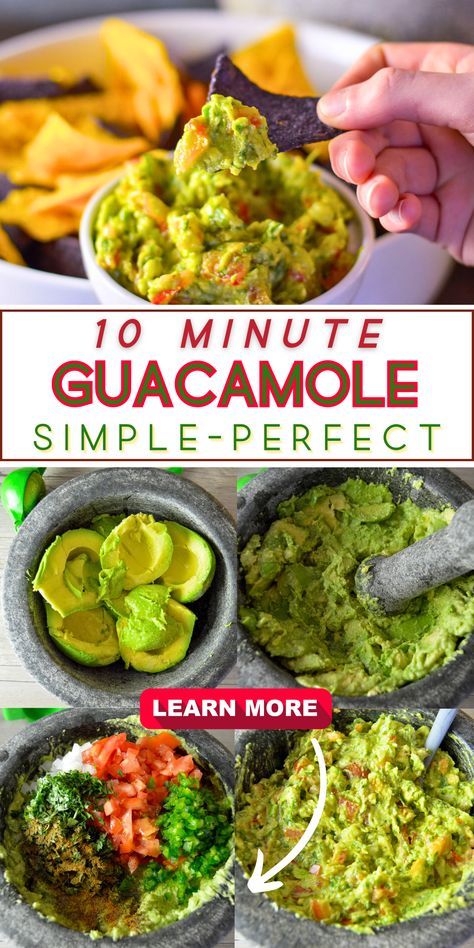 Get ready for a flavor explosion in no time! This 10-minute guacamole recipe is so quick and delicious, it'll be the star of your next party. Discover the secret to perfectly mashed avocados and irresistible ingredients that'll make you the guac-master everyone loves.  Save your money & elevate your party with this homemade guacamole recipe! How To Make The Best Guacamole, Best Guacamole Recipe Homemade, Chunky Guacamole Recipe Best, Best Guacamole Recipe Easy, Vegan Guacamole Recipe, Easy Quacomale Recipe, How To Make Guacamole Easy, Guacolme Recipe, Quacomale Recipe