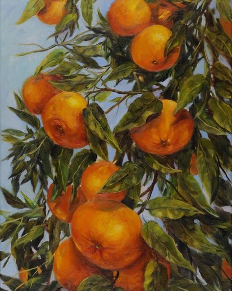 Floridai mézes mandarin. By Alla Vasilkova ukrán művész. Link Painting, Funky Posters, Tree Orange, Citrus Tree, Lemon Painting, Art Studio Room, Lemon Art, Interior Painting, Orange Tree