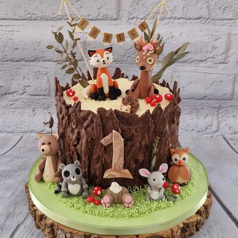 Forest Theme Cakes, Woodland Theme Cake, Woodland Cake, Owl Cake, Baby Birthday Cakes, Cake Gallery, 1st Birthday Cake, Easter Cakes, Woodland Party