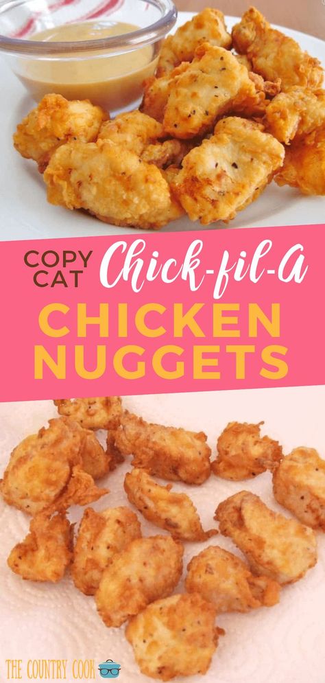 Chicken Nuggies, Copycat Chick Fil A, Chicken Nugget Recipes, Nuggets Recipe, One Pot Dinners, Diner Recept, Meat Appetizers, Copycat Restaurant Recipes, Country Cooking