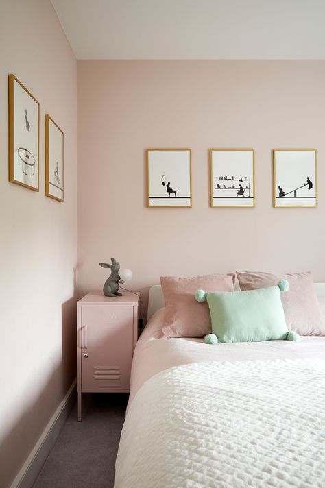 Kensal Rise, Pink Bedroom Walls, Girls Room Colors, Girls Bedroom Colors, Pink Bedroom Design, Room Color Combination, Wall Color Combination, Pastel Bedroom, Bedroom Color Combination