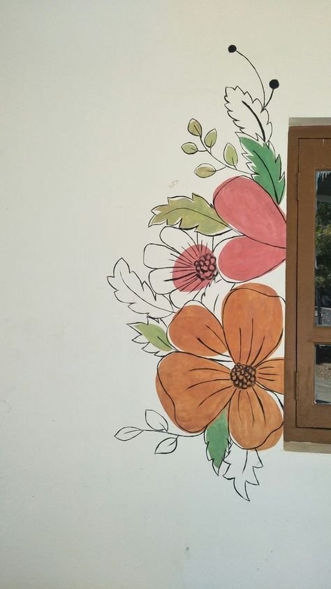 Mandala Art On Wall Corner, Wall Painting For Hostel Room, Wall Doodle Art Bedroom Aesthetic, Hand Painted Wall Murals Diy Simple, Cute Switchboard Art, Flower Wall Painting Simple, Easy Wall Art Diy Paint, Wall Painting Flowers Simple, Aesthetic Wall Painting Ideas