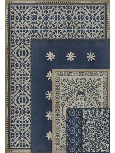 Vintage Vinyl Floor Cloths - 900+ Patterns | Cottage Home Vinyl Floor Cloth, Vinyl Floor Cloths, Vintage Vinyl Flooring, Indigo Pattern, Vinyl Floor Covering, Cottage Rugs, Floor Cloths, Vinyl Rug, Custom Benches