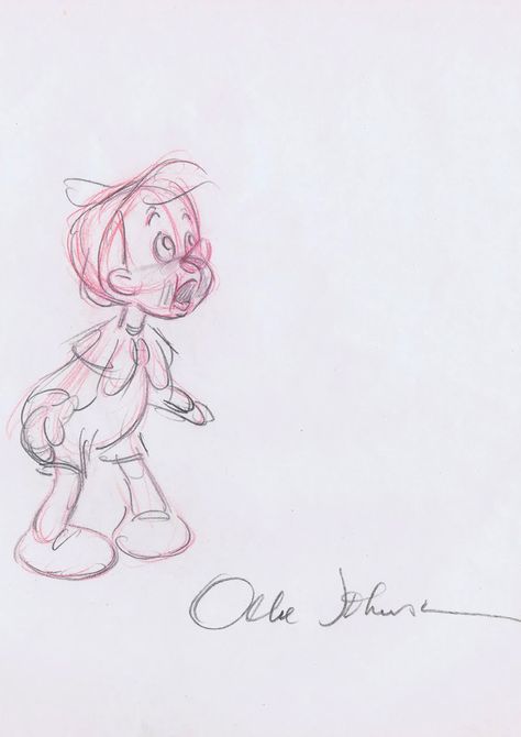 Pinocchio´s design by Ollie Johnston. Ollie Johnston, Disney References, Concept Art Disney, Observational Drawings, Background Disney, Disney Art Style, Disney Art Of Animation, Disney Illustration, Art Studio Room