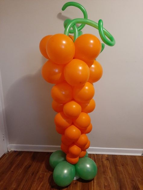 By: Doublybubblyballoons Carrot Balloon, Peter Rabbit Cake, Balloon Stand, How To Make Balloon, Candy Cup, Rabbit Cake, Balloon Stands, Balloon Sculptures, Maid Of Honor