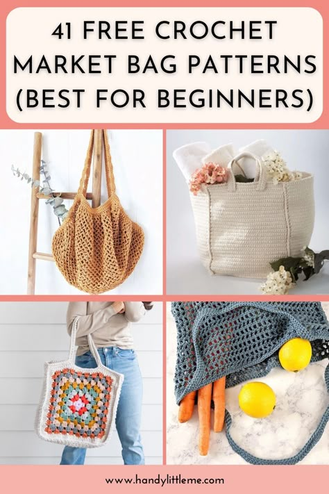 41+ Free Crochet Market Bag Patterns (Best For Beginners). Make a crochet mesh bag or a crochet grocery bag with one of these free patterns. #crochet #crochetbag #crochetpatterns #crochetmarketbag #crochetmeshbag Crochet Market Bag Free Pattern, Market Tote Pattern, Crochet Grocery Bag, Crochet Market Bags, Market Bag Crochet, Bucket Bag Pattern, Handbag Crochet, Tote Crochet, Crochet Scarf Pattern