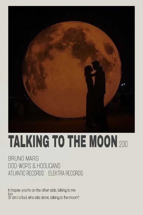 Mini Music Posters, Song Covers Aesthetic, Moon Song Poster, Spotify Poster, Moon Posters, The Moon Poster, Song Posters, Talking To The Moon, Minimalist Music