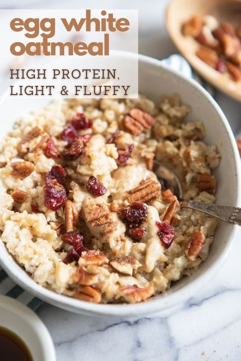 Protein Oatmeal With Egg Whites, High Protein Oatmeal, Egg White Oatmeal, Anabolic Recipes, Egg White Breakfast, Oatmeal And Eggs, Egg White Recipes, Oat Breakfast, Macro Recipes