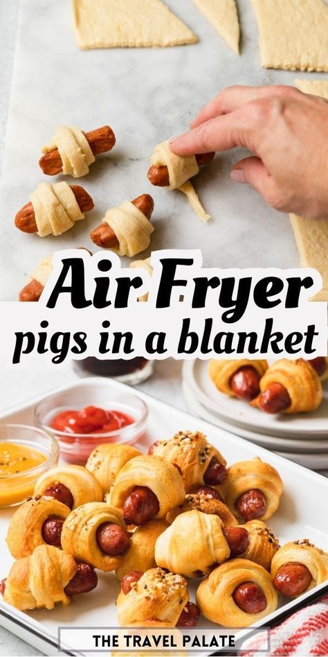 Pigs In A Blanket Recipe, Air Fried Food, Air Fryer Oven Recipes, Air Fry Recipes, Crescent Dough, Air Fryer Dinner Recipes, Quick Snack, Pigs In A Blanket, Air Fryer Recipes Easy