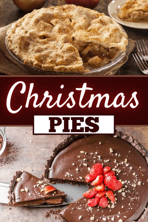 Pies To Make For Christmas, Christmas Pie Recipes Holidays, Best Holiday Pies, Pie Recipes For Christmas, Best Pies For Christmas, No Bake Pies For Christmas, Pies For Christmas Desserts, Christmas Chocolate Pie, Easy Pies For Christmas