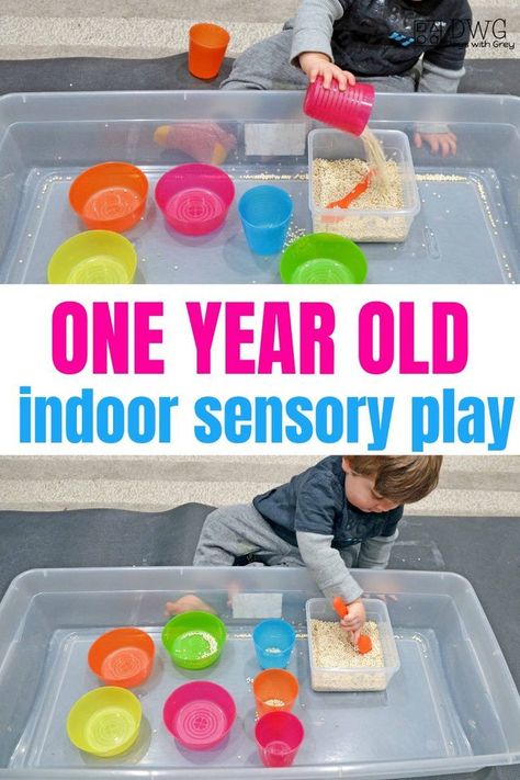 one year old indoor sensory play, toddler learning to scoop and pour, things to do with a one-year-old, at home learning with toddlers #toddler #oneyearold #18months #19months #20months Fun Things To Do With One Year Olds, One And A Half Year Old Activities, Sensory Play Activities Preschool, Outside Activities For One Year Olds, Activities For 20 Month Olds At Home, Pouring Activities For Toddlers, Activities For 20 Month Old, Daycare Activities For One Year Olds, One Year Old Classroom Setup Daycare