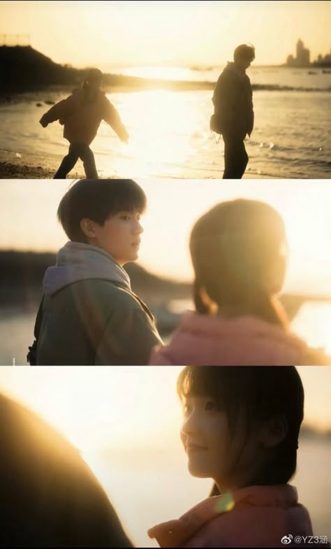 “When I Fly Towards You” (2023) 💞 Zhou Yi Ran & Zhang Miao Yi as the adorable forever couple: Zhang Lu Rang & Su Zai Zai 💖 The Look of Love-watching the sunset together 🌅 Sunset Reference Photo, Sunset Lighting Reference, Sunset Cinematic, Sunset Together, Zhang Miao Yi, Narrative Photography, Flying Together, Couple Poses Reference, Human Reference