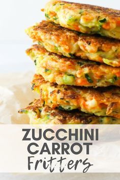 Carrot And Zucchini Recipes, Zucchini Carrot Fritters, Fritters Zucchini, Beans Sprouts, Healthy Baked Snacks, Carrot Fritters, Side Dish For Dinner, Zucchini Carrot, Fritters Recipe