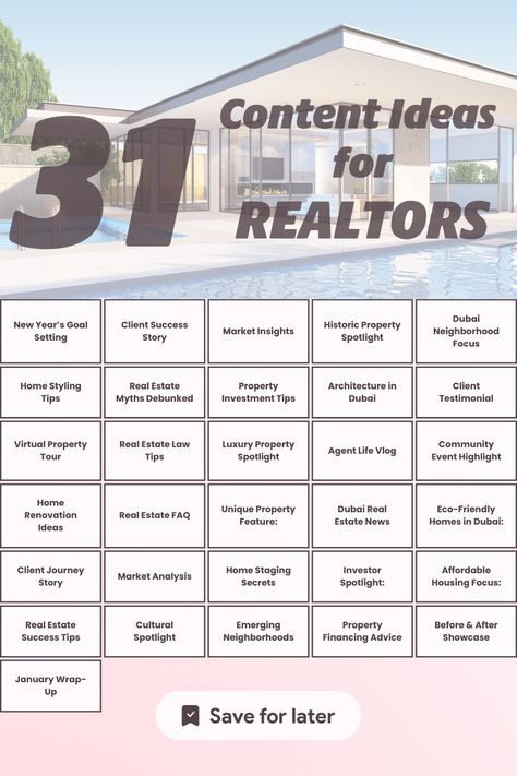 31 Real Estate Blog Content Ideas to Boost Your Realtor Business Diy Real Estate Marketing Ideas, New Realtor Tips, Engaging Real Estate Posts, Real Estate Blog Ideas, Content Ideas For Real Estate, Realtor Content Ideas, Realtor New Construction Marketing, Real Estate Post Ideas, Realtor Tips Real Estate Agents