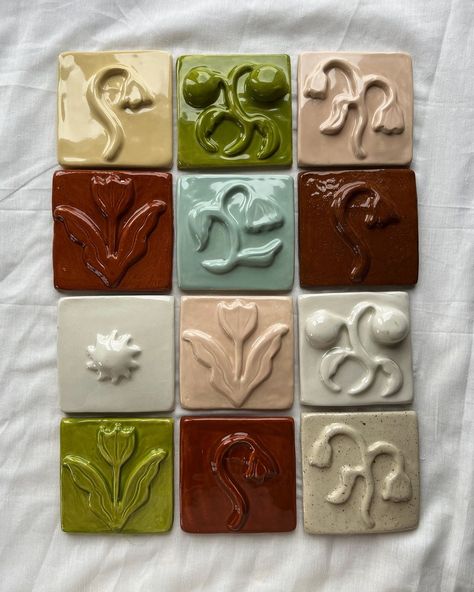 🍭🍬🍡 | handmade tiles, stoneware 2024 | Instagram Ceramic Tile Art, Advanced Ceramics, Tile Wall Art, Scandinavian Ceramic, Clay Tiles, Pottery Crafts, Ceramics Pottery Art, Clay Art Projects, Handmade Tiles