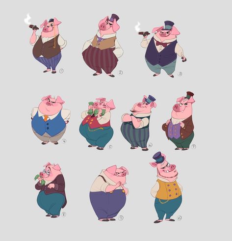 Mr Cash, the mayor, Martina Petrova on ArtStation at https://www.artstation.com/artwork/2xEw0y Three Pigs, Pig Drawing, Pig Character, Pig Illustration, Pig Art, Pig Cartoon, Cartoon World, Three Little Pigs, Illustration Character