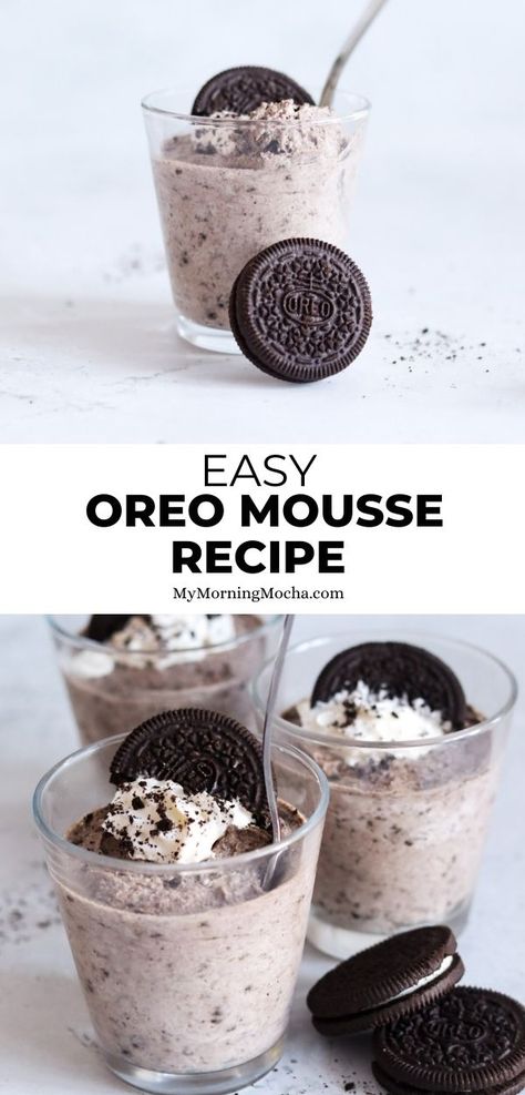 Easy Oreo Mousse, Easy Desserts To Make With Oreos, Cookie And Cream Mousse, Quick Oreo Dessert Recipes, Easy Dessert Recipes With Oreos, Mini Oreo Recipes, Cookies And Cream Mousse Recipe, Desserts To Make With Oreos, Food Recipes Dessert Easy 3 Ingredients