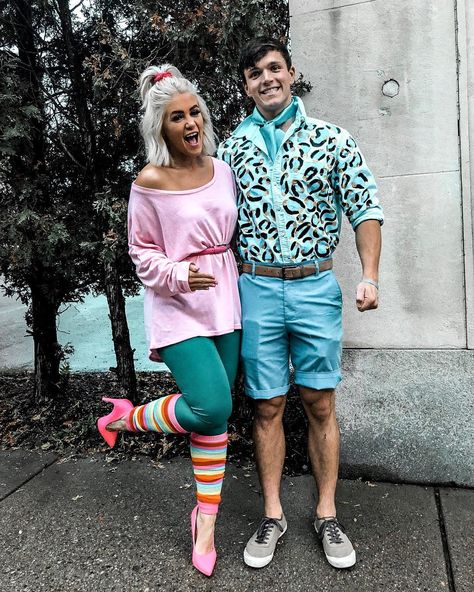 Come on Barbie, let’s go party 🎀 #barbieandken 80s Party Outfits Couples, 80s Theme Party Outfits, 80s Party Costumes, Halloween Costumes Diy Couples, 80s Party Outfits, Barbie Halloween Costume, Barbie Halloween, Barbie Costume, Cute Couple Halloween Costumes