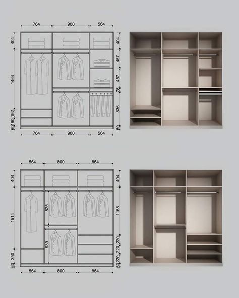 Wardrobe Design Dimensions, Wardrobe Layout Design, Wardrobe Internal Layout, Closet Interior Design Layout, Dressing Dimensions, Dressing Interior Design, Wall Closet Designs Layout, Dressing Room Dimensions, Wardrobe Internal